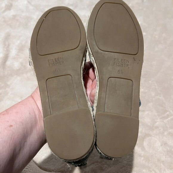 EILEEN FISHER COY JUTE INSOLE ESPADRILLES SKIMMER FLAT PEWTER WOMENS SIZE 6.5 - Picture 11 of 13